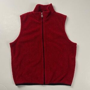 001 - VINTAGE 90s WOMENS LANDS END MADE IN USA DEEP PILE STYLE VEST JACKET